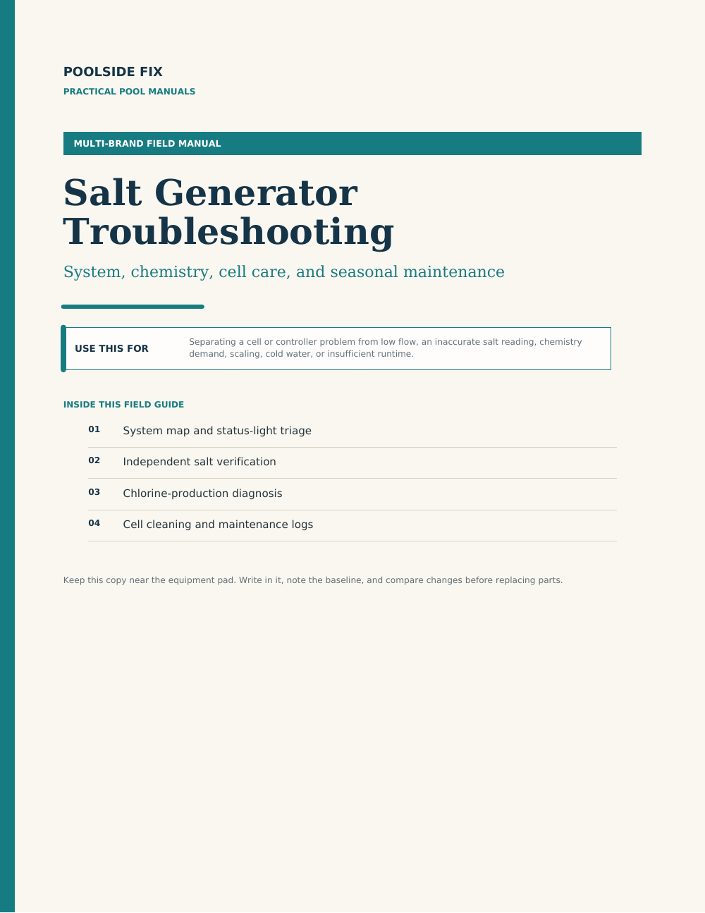 Salt Generator Troubleshooting guide cover